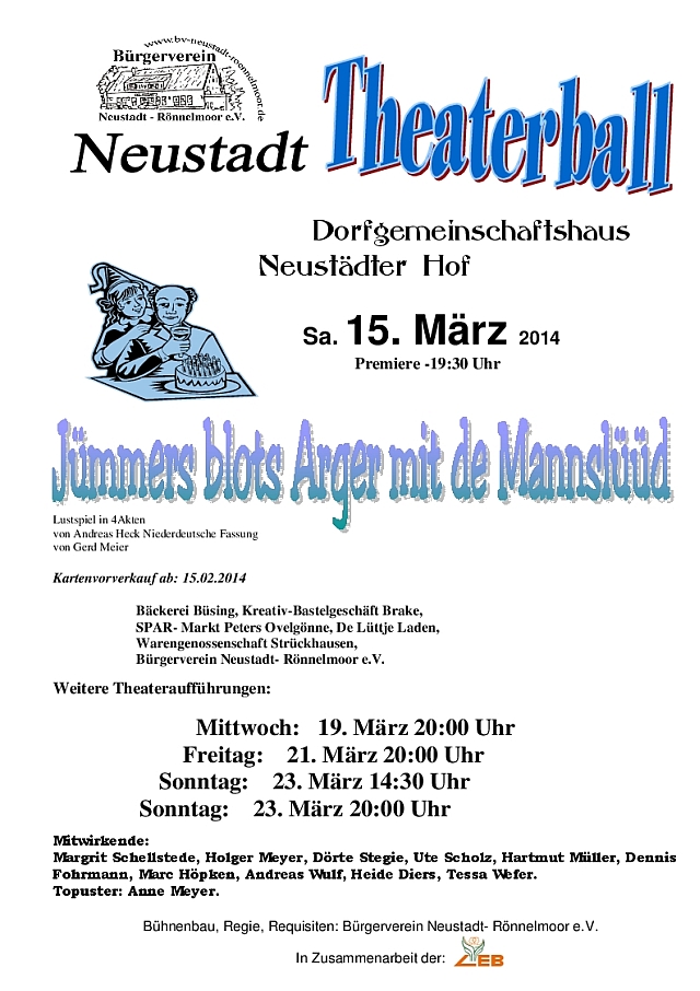 Plakat des Bürgervereins Neustadt-Roennelmoor zu "Jümmers blots Arger mit de Mannslüüd"