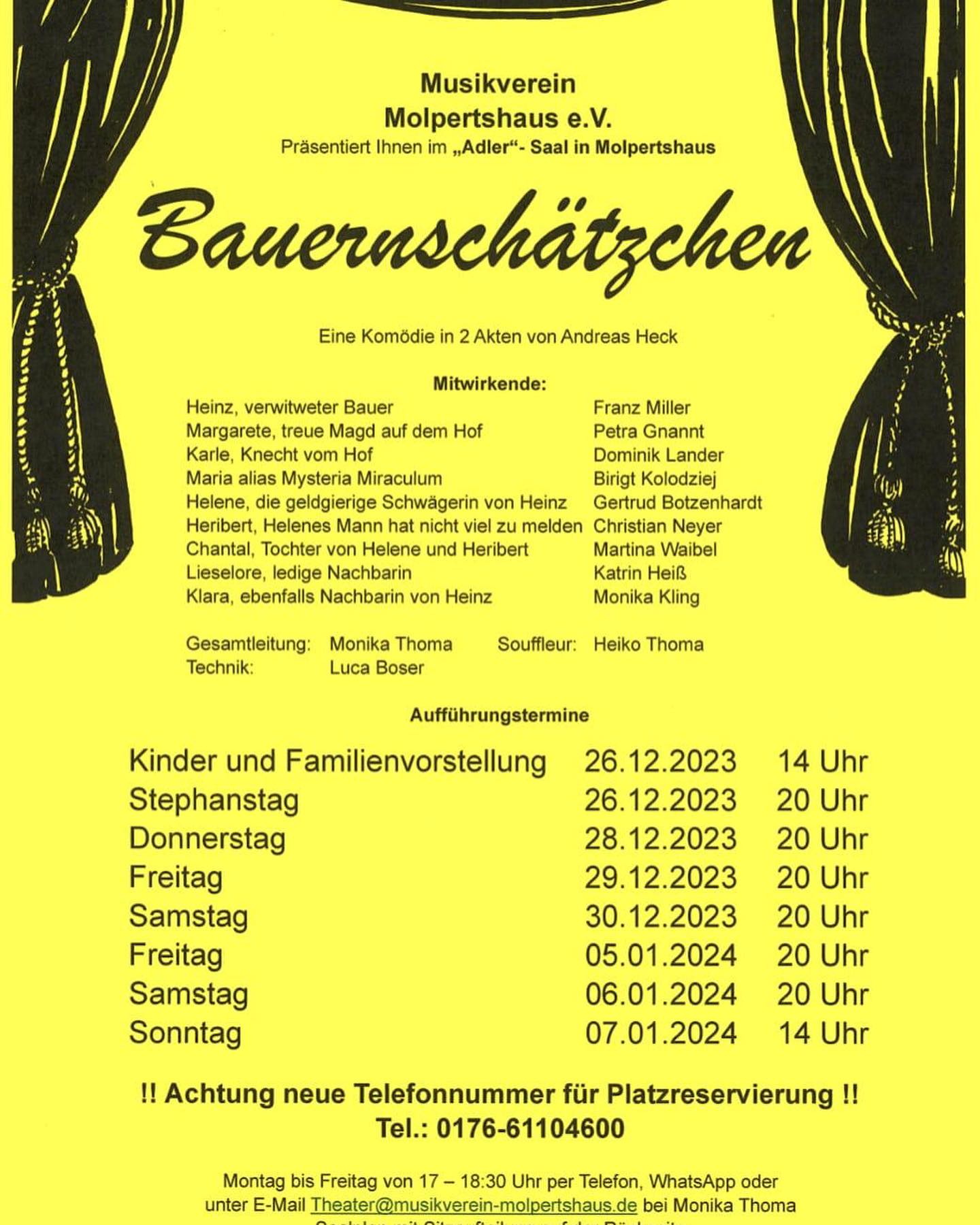 Plakat der Thetatergruppe des MV Molpertshaus zu Bauernschaetzchen