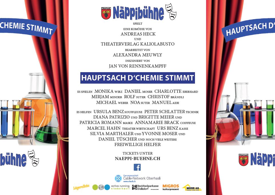 Flyer der Näppibühne zu "Hauptsach d' Chemie stimmt"