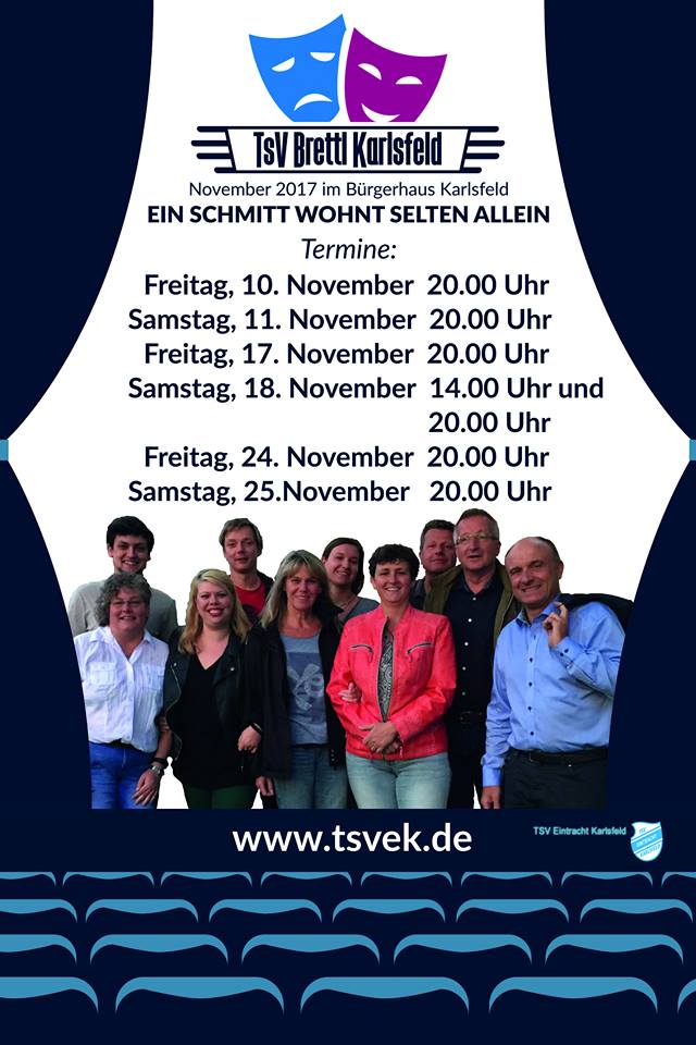 Plakat zu "EIn Schmitt wohnt selten allein" des TSV Brettl Karlsfeld