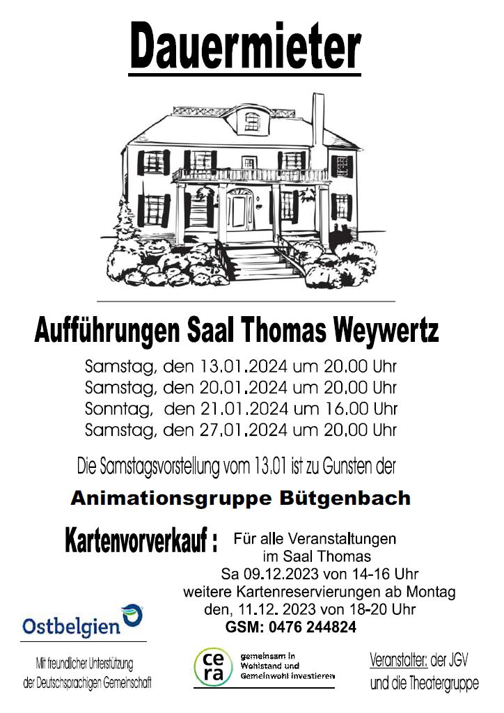 Plakat der Theatergruppe Weywertz zu "Dauermieter"