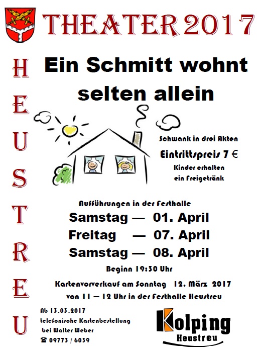 Plakat der Kolpingfamilie Heustreu zu "Ein Schmitt wohnt selten allein"