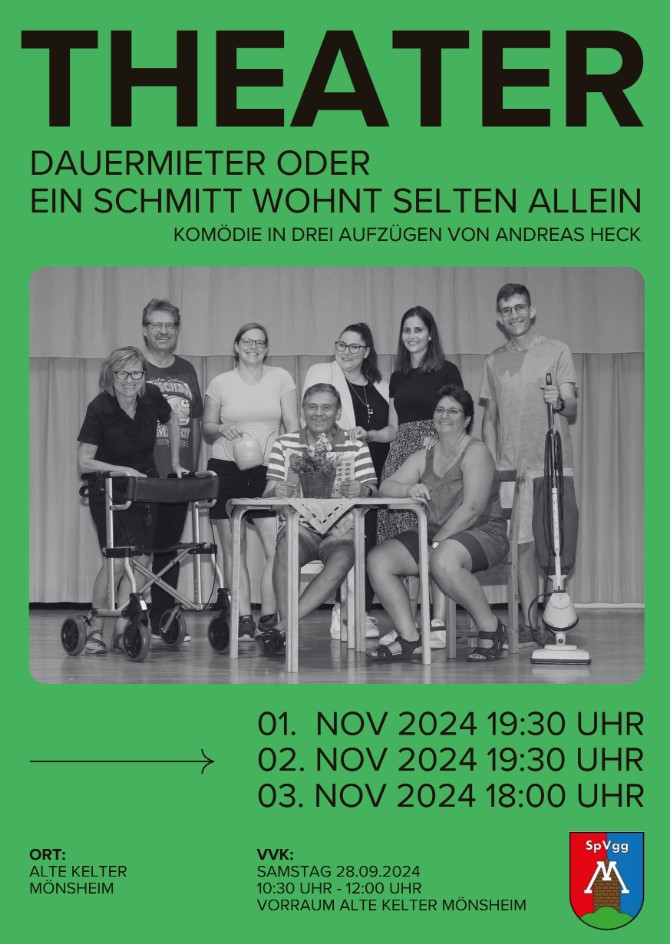 Plakat der SPVGG Moensheim zu "Ein Schmitt wohnt selten allein"