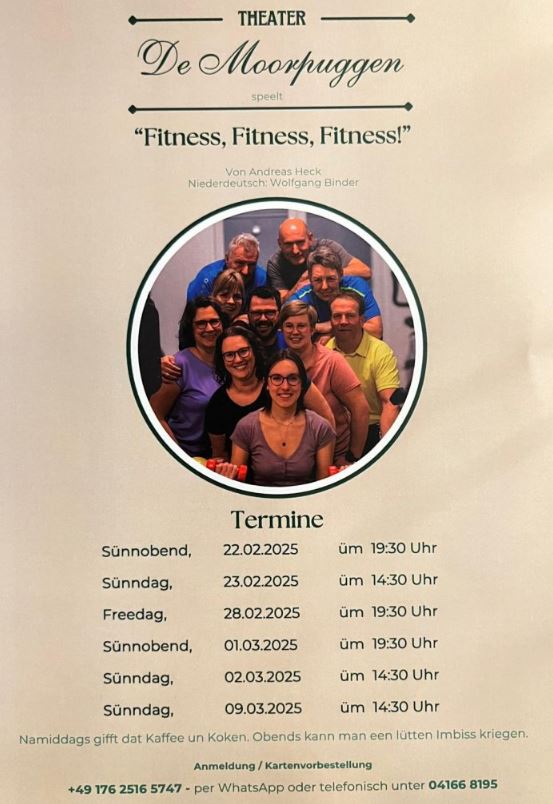 Plakat der Moorpuggen zu "Fitness, Fitness, Fitness!"