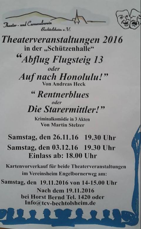 Plakat TCV Bechtolsheim zu "Abflug Flugsteig 13"