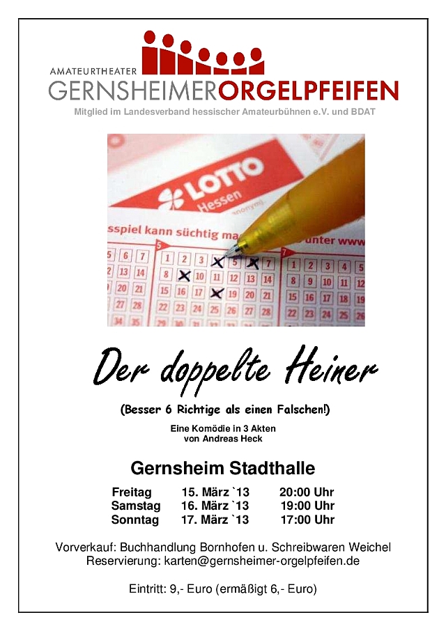 Plakat der Gernsheimer Orgelpfeifen zum doppelten Heiner