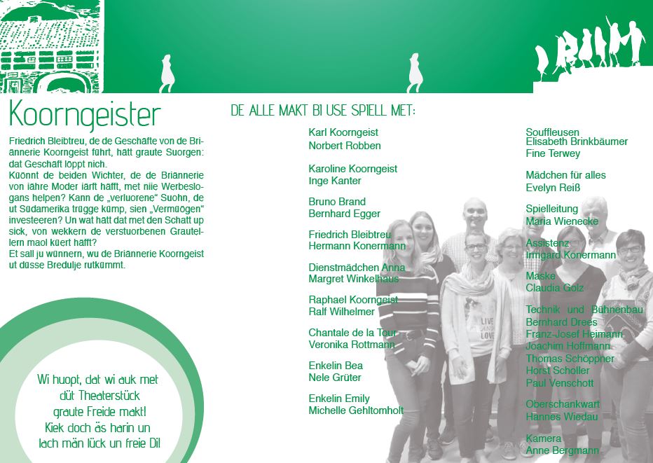 Flyer von "lach män lück" Muenster Albachten zu Korngeister