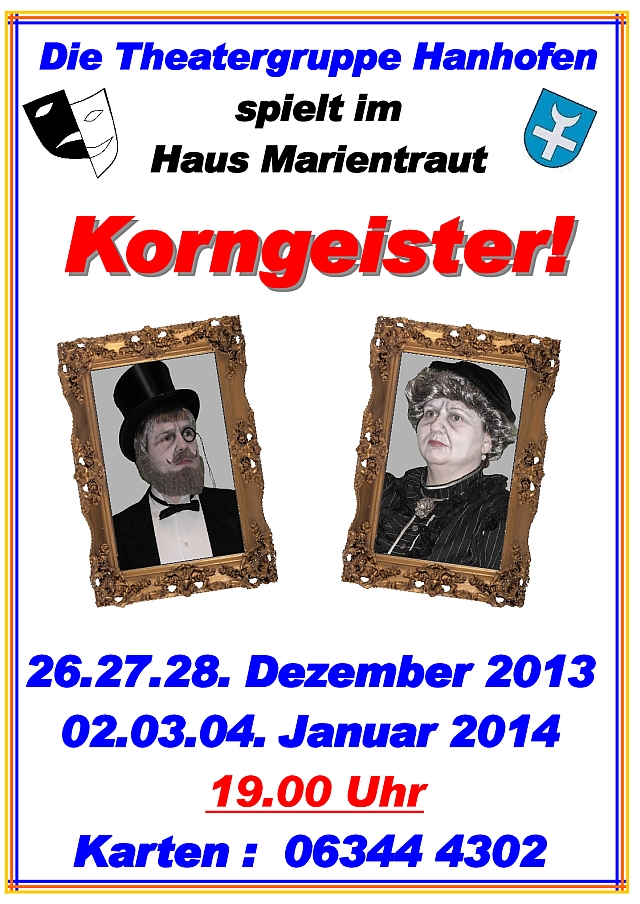 Plakat zu "Korngeister" der Theatergruppe Hanhofen e.V.