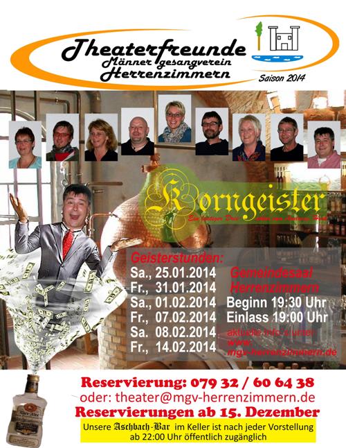 Plakat zu "Korngeister" der Theaterfreunde des MGV Herrenzimmern