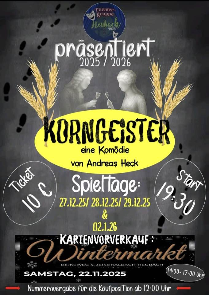 Plakat der Theatergruppe Heubach zu "Korngeister"