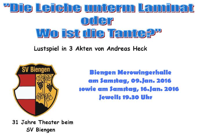 Auszug aus dem Plakat des SV Biengen zu "Die Leiche unterm Laminat"