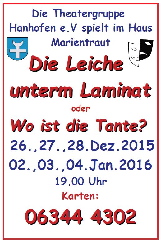 Plakat "Die Leiche unterm Laminat oder Wo ist die Tante" der TGH