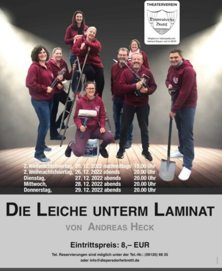 Plakat zu "Die Leiche unterm Laminat" vom Diepersdorfer Brettl