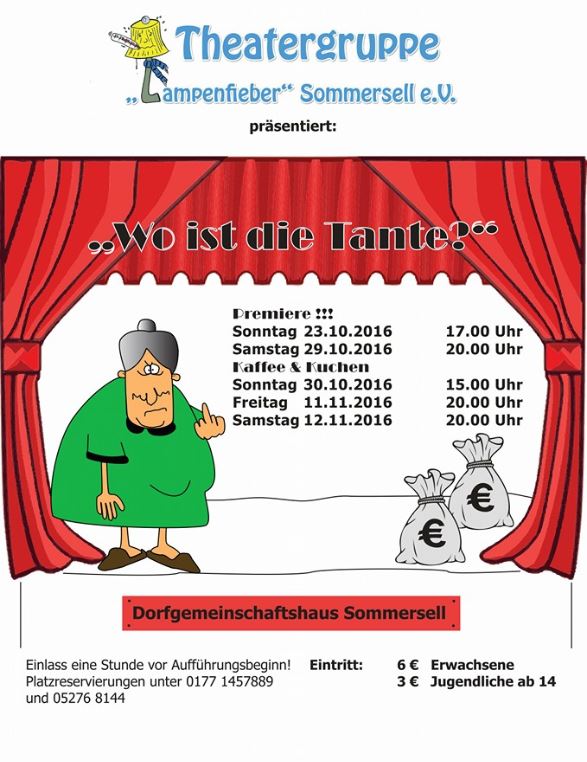 PLakat von Lampenfieber Sommersell zu "Wo ist die Tante?"