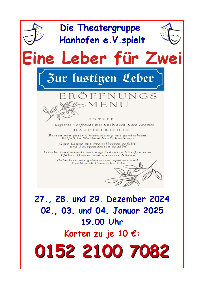 Plakat der TG Hanhofen zu "Eine Leber für Zwei"