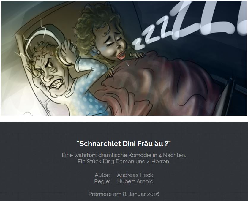 Header der Website des Theaters Bürglen zu "Mordgedanken oder schnarcht Ihre Frau auch?"