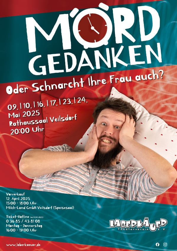 Plakat der Laberkaeuer zu "Mordgedanken oder Schnarcht Ihre Frau auch?"
