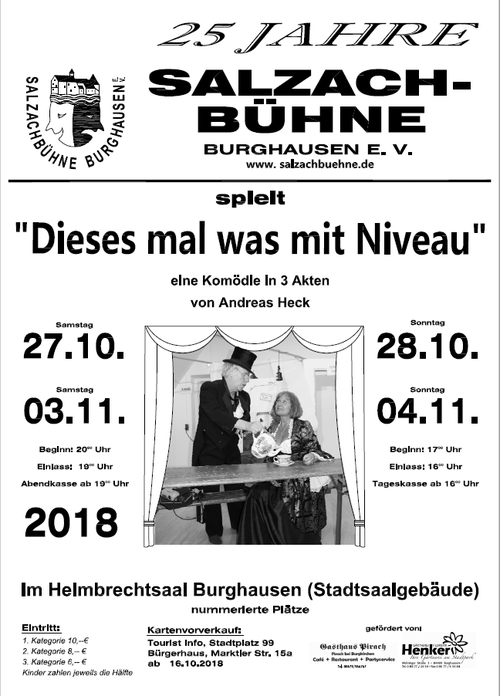 Plakat der Salzachbühne Burghausen zu "Dieses Mal was mit Niveau!"