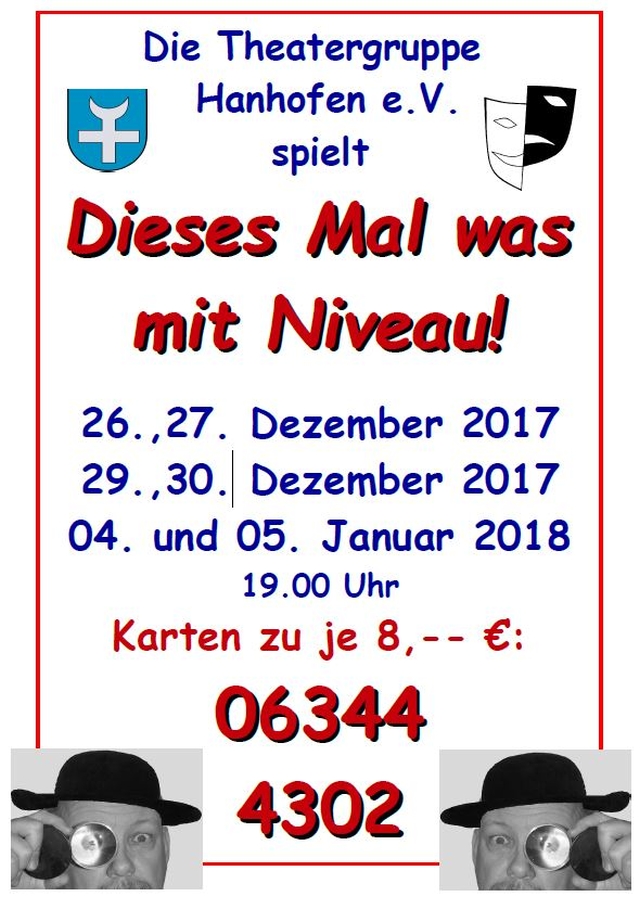 Plakat der TGH zu "Dieses Mal was mit NIveau!"