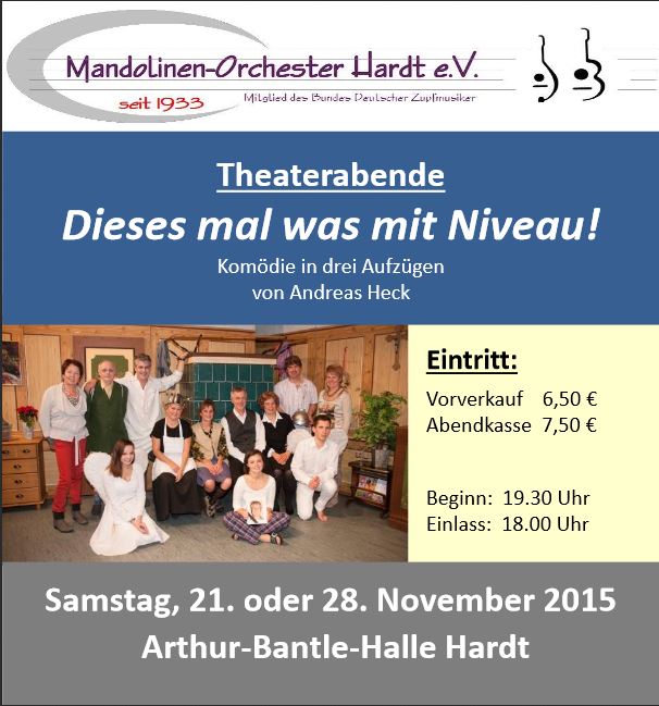 Plakat zu "Dieses mal was mit Niveau" des Mandolinenorchesters Hardt