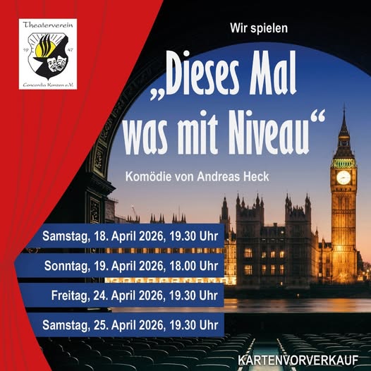Plakat des Theatervereins Concordia Konzen zu "Dieses Mal was mit Niveau"
