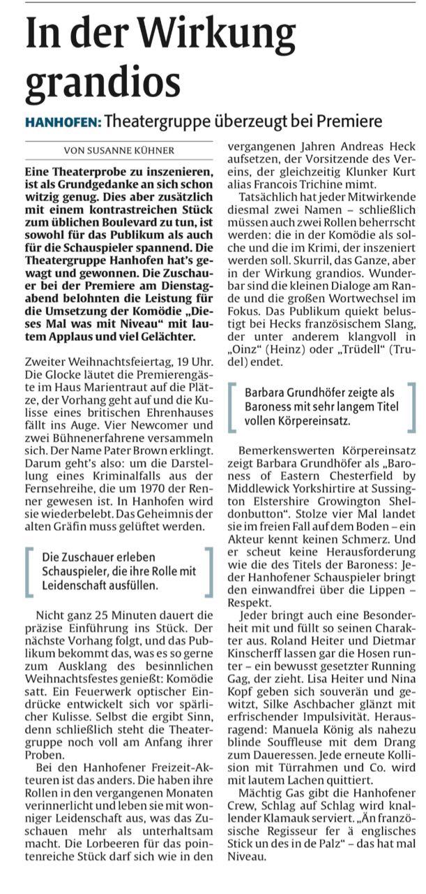 Artikel zu "Dieses Mal was mit NIveau" von Susanne Kühner