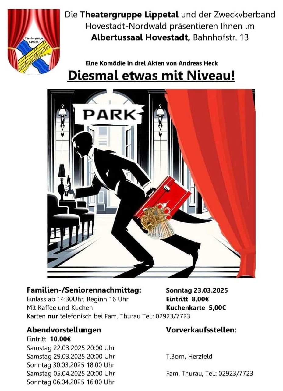 Plakat der Thetergruppe Lippetal zu "Dieses Mal was mit Niveau"
