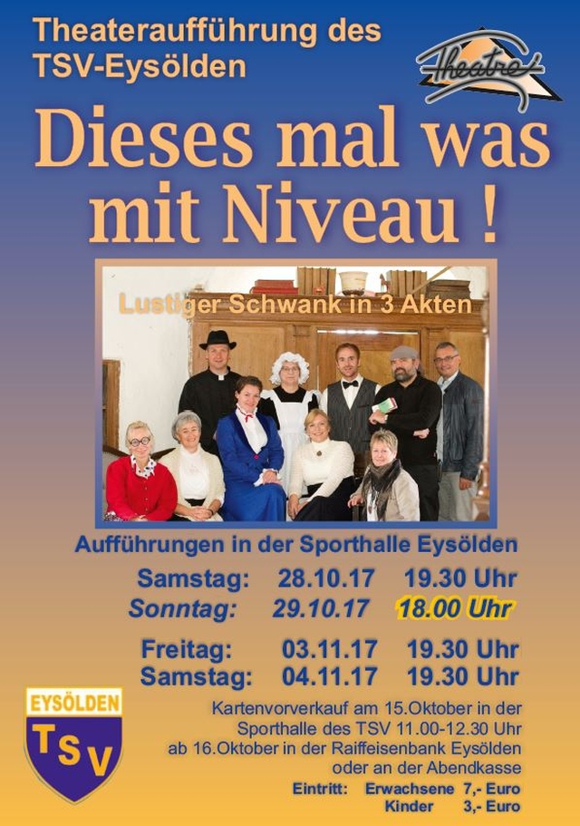 Plakat des TSV Eysoelden zu "Dieses Mal was mit Niveau!"