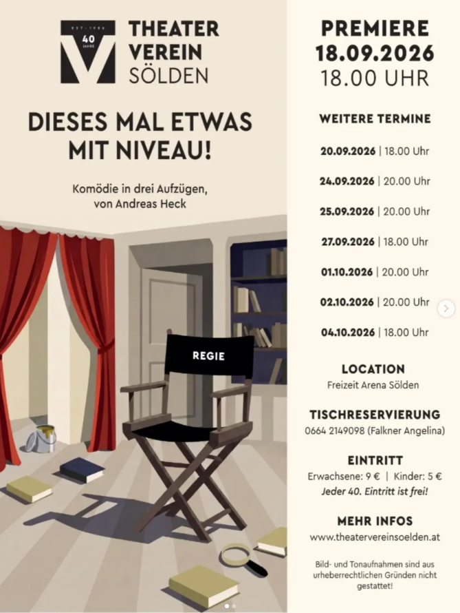 Plakat des Theatervrens Soelden zu "Dieses Mal etwas mit Niveau"