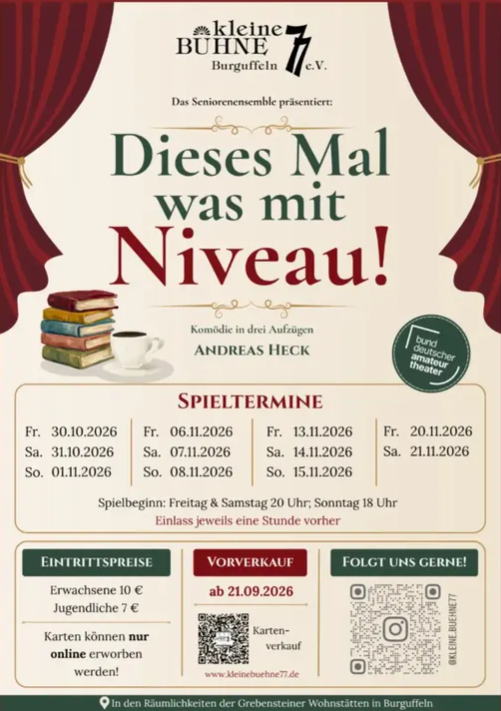 Plakat der kleinen Buehne 77 zu "Dieses Mal was mit Niveau"