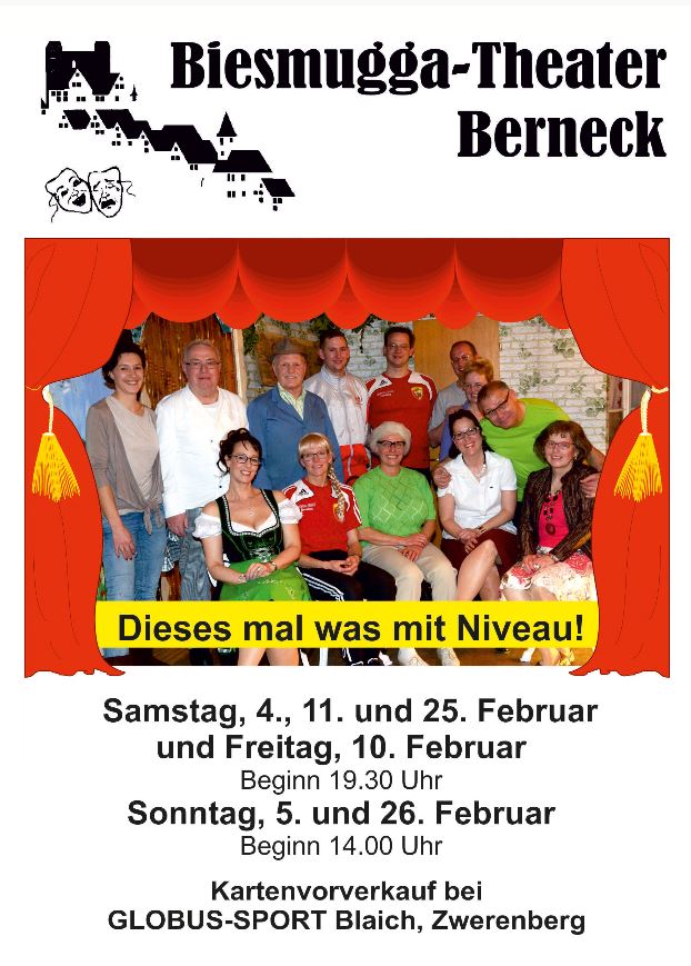 Plakat des Biesmugga Theaters Berneck zu "Dieses mal was mit Niveau"