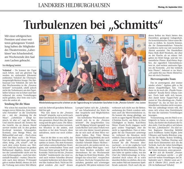 Artikel aus der Zeitung "Freies Wort" Landkreis Hildburghausen