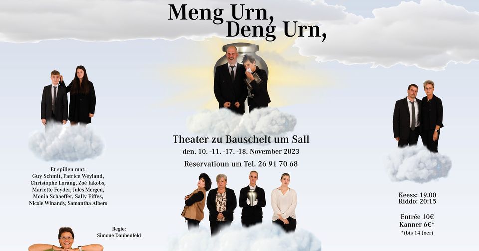 Plakat der Bauschelter Dunnekescht zu "Meng Urn, Deng Urn"