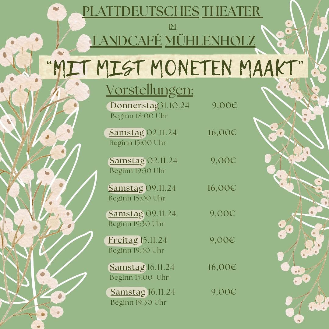 Plakat des Landacafes Muehlenholz zu "Mit Mist Moneten maakt"