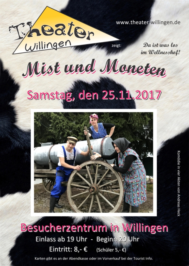 Plakat des Theaters Willingen zu "Mist und Moneten"