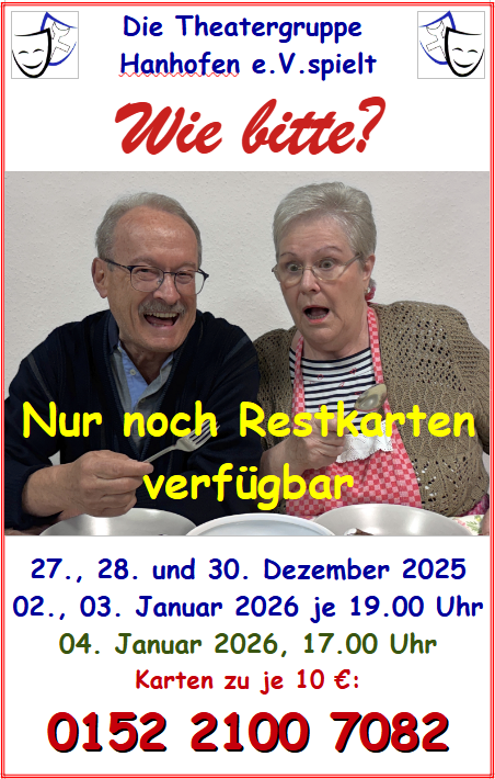 Plakat der Theatergruppe Hanhofen zu "Wie bitte?"