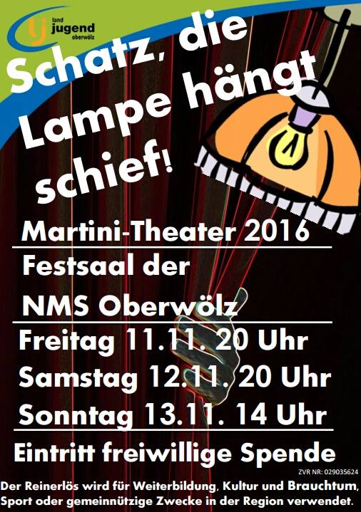 Plakat der Landjugend Oberwölz zu  "Schatz, die Lampe hängt schief!"