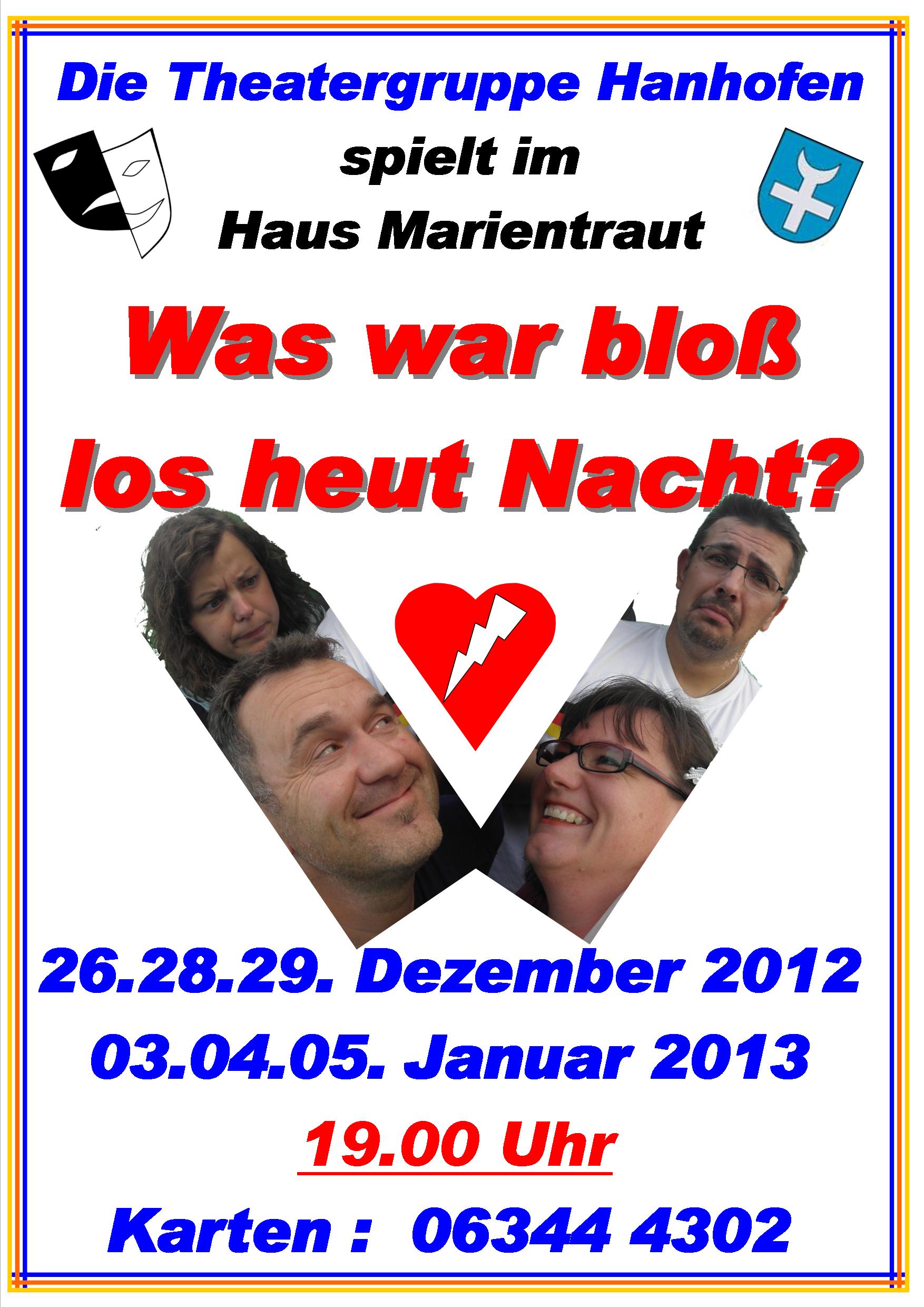 Plakat Hanhofen 2012 / 2013 - heut Nacht