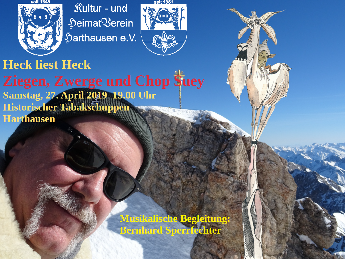 Plakat zur Lesung von Ziegen, Zwerge und Chop Suey Plakat zur Lesung von Ziegen, Zwerge und Chop Suey